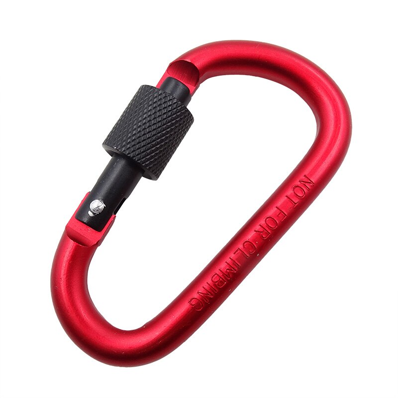 Karabijnhaak clip aluminium karabijnhaak multitool survival klimmen karabijnhaak sleutelhanger sleutel d-vorm schroefslot fleshaak hangend: Rood