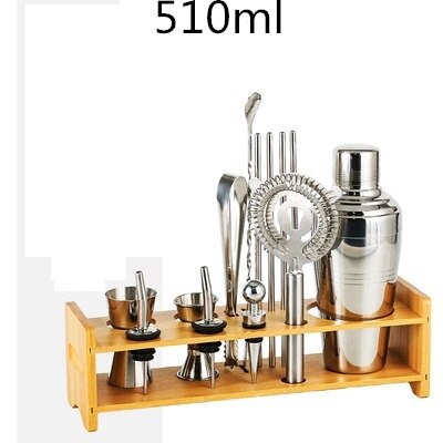 Cocktail Shaker Bar Set Plactic&amp;Wood Holder Stainless Steel Copper Plated Cocktail Shaker Bartender browserKit Bars Set Tools: H
