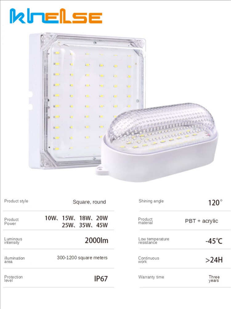 Utomhus led vattentät taklampa inomhusmonterad  ip67 badrum veranda 10/20w panel lampa lager kök väggbelysning