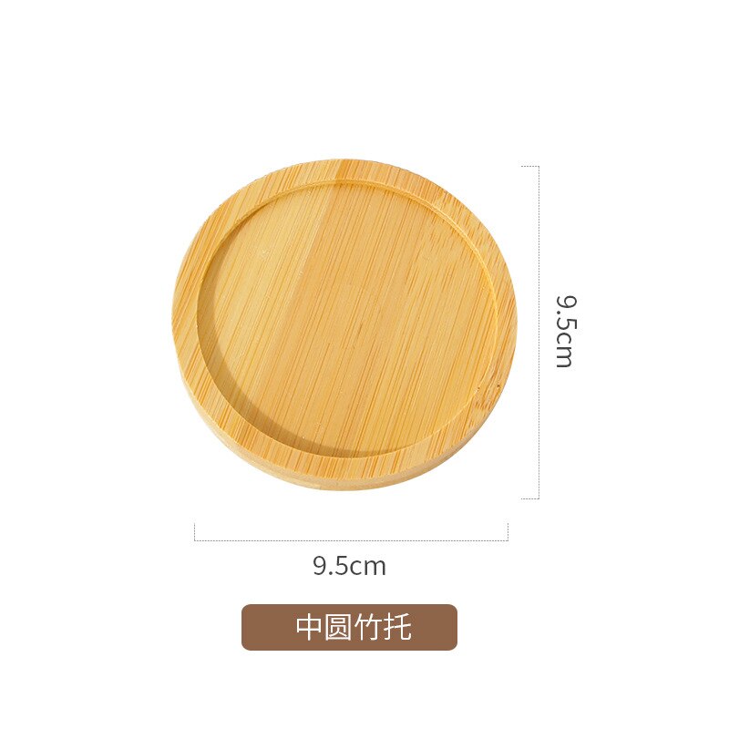 Oval Shape Bamboo Wood Saucer Plant Tray Mini Plant Flower Pot Stand Favor Succulent Pot Tray Simple Home Balcony: 9.5 x 9.5 cm