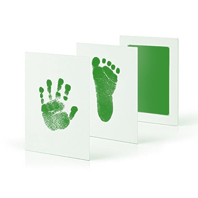 Almohadillas de tinta para huella de bebé, estampado a mano, estampado de huellas de bebé, recuerdo seguro, Kits de almohadillas de tinta no tóxica para bebé,: green