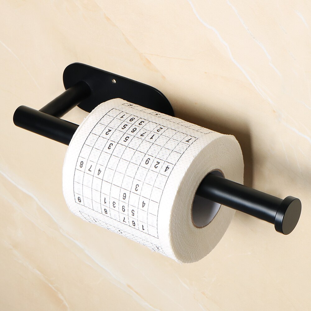 Alise uchwyt na ręcznik łazienkowy ze stali nierdzewnej haki na ręczniki naścienne matowy czarny 3M samoprzylepny stojak na papier toaletowy