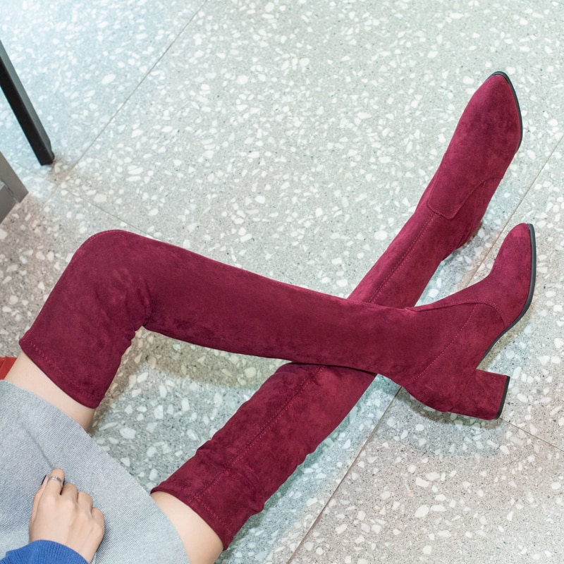 Bottes hautes au dessus du genou pour femmes, chaussures d'hiver élégantes à bout pointu assorties avec tout, à la , a836,