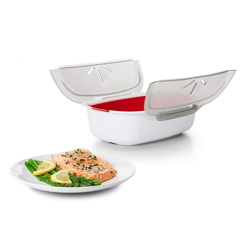 Microwave Steamer Basket Safe Non-toxic Fish Food Microwave Oven Steamer Steaming Dish Kitchen Tool