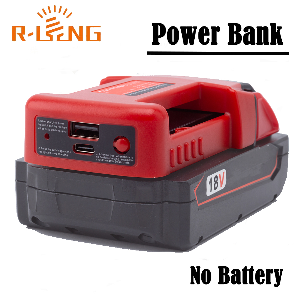 Chargeur de batterie externe pour batterie au Lithium Milwaukee 18V avec USB avec type-c pour ordinateur portable téléphone portable charge rapide (sans batterie)