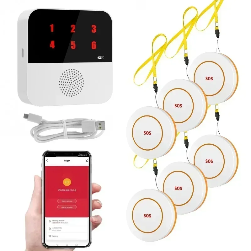 Tuya personnes âgées bouton WIFI sans fil soignant téléavertisseur personnes âgées SOS alarme personnes âgées alarme d'urgence pour Patients personnes âgées à la maison: green