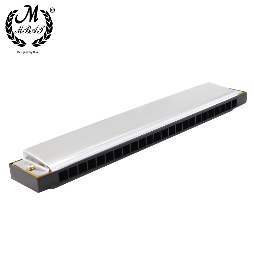 M MBAT 24 Holes Harmonica Tremolo Key C Silver Blues Jazz Rock Musical Instrument Diatonic Harp Beginner Musical Instrument