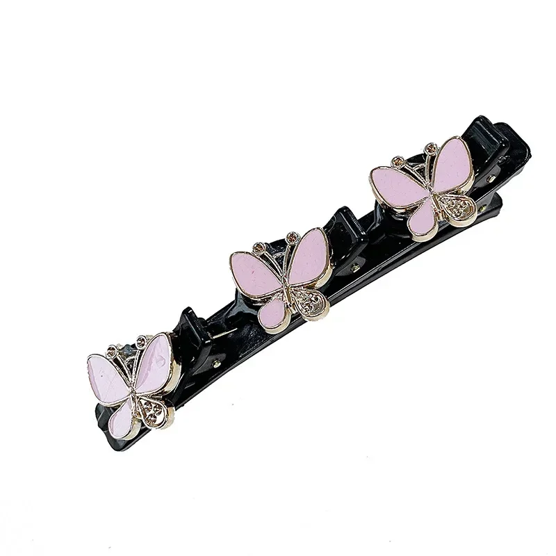 Clip de pelo trenzado de doble capa, Clip fijo para el cabello roto, horquilla para mujer, diadema fija coreana, horquilla, Accesorios para peinados perezosos: Morado