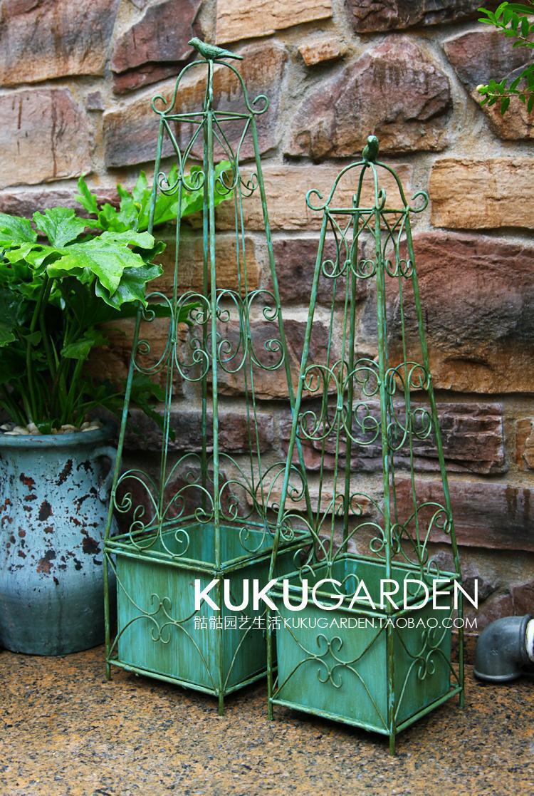 European-style wrought iron bird cage flower stand floor climbing rattan flower pot balcony courtyard outdoor clematis: 24x24x91cm  2
