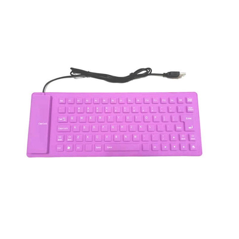 85- toetsen opvouwbaar usb mini-mute toetsenbord waterdicht siliconen draagbaar bedraad engels toetsenbord voor laptop pc buiten kantoorwerk: Paars