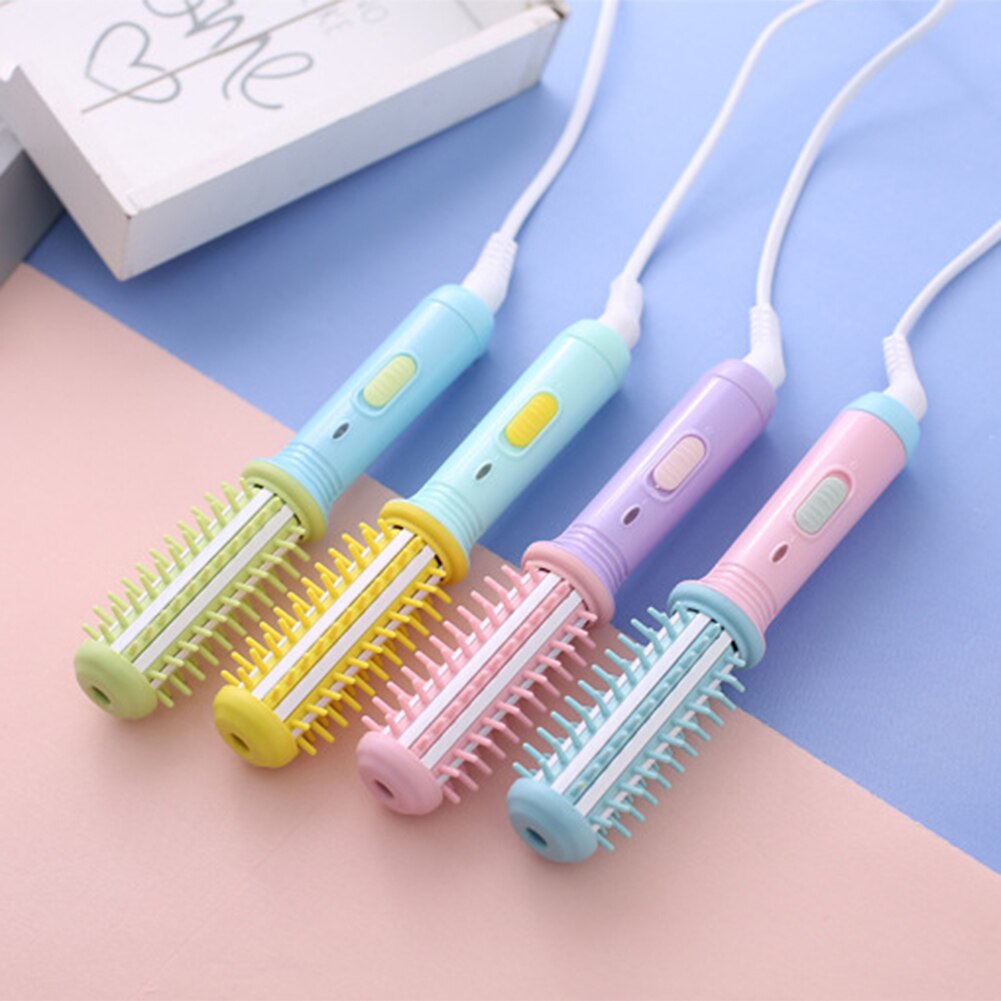 2 in 1 Mini Electric Hair Curler Roller Curling Iron Brush Rotating Hair Styling Tools Travel Hair Curler Comb