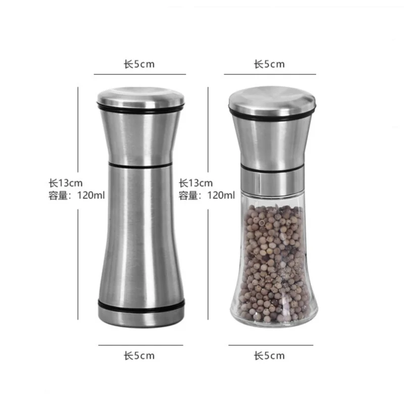 Salt And Pepper Grinder Refillable Stainless Steel Shakers With Adjustable Coarse Mills Portable spice jar containers