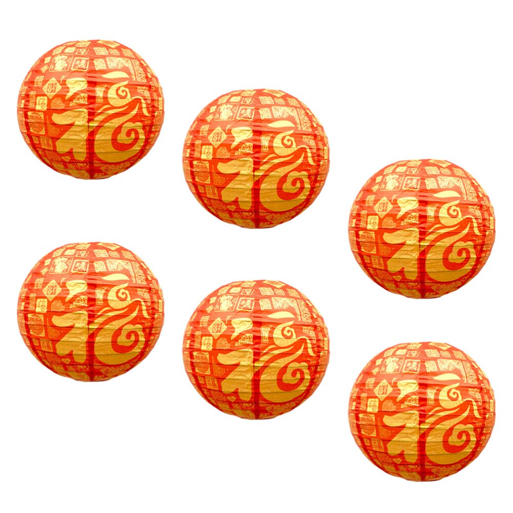 4pcs Chinese Year Paper Lanterns Red Celebration Decoration Round Hanging Lantern Party Supplies (Fu Character, 30cm): As Shown 1