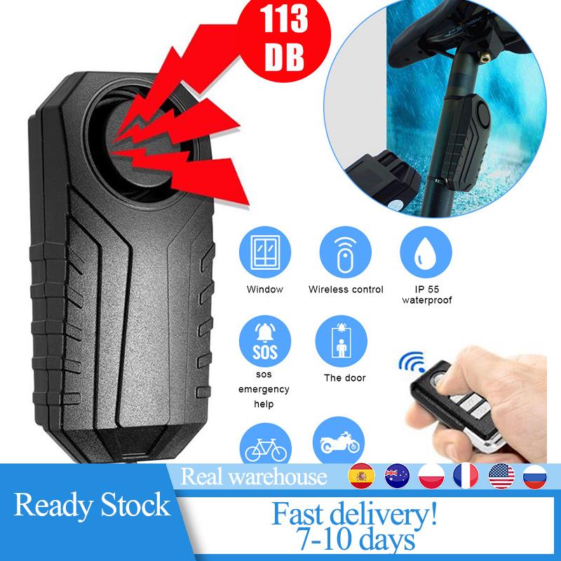Waterproof Bike Anti-Theft Alarm Wireless Remote Control Motorcycle Bicycle Security Alarm 113dB Electric Car Alarm Sensor