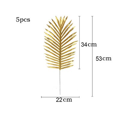 5Pcs Artificial Gold Fabric Turtle Back Leaf Scattered Tail Leaf Wedding Decoration For Home Christmas Birthday Palm Leaves: F