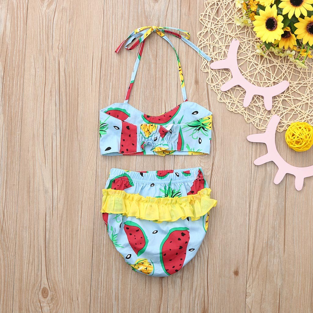 CHAMSGEND Kinder Kinder Mädchen Bikini Strand Wassermelone Druck Badeanzug + Shorts Kleinkind Bademode Set Bebek Mayo 19MAY19 P35