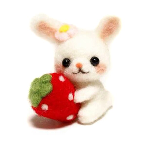 DIY Wool Felt Needle Felting Kit Raw Material for Adult Cartoon Animal Wool Felt DIY Raw Material Cartoon Animal for Adult XHC88: Rabbit