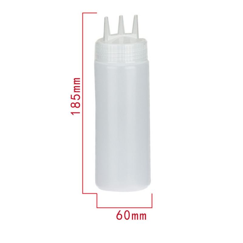 Plastic Sauce Squeeze Bottle With Three Holes Household Kitchen Tool Yellow White Red: SW