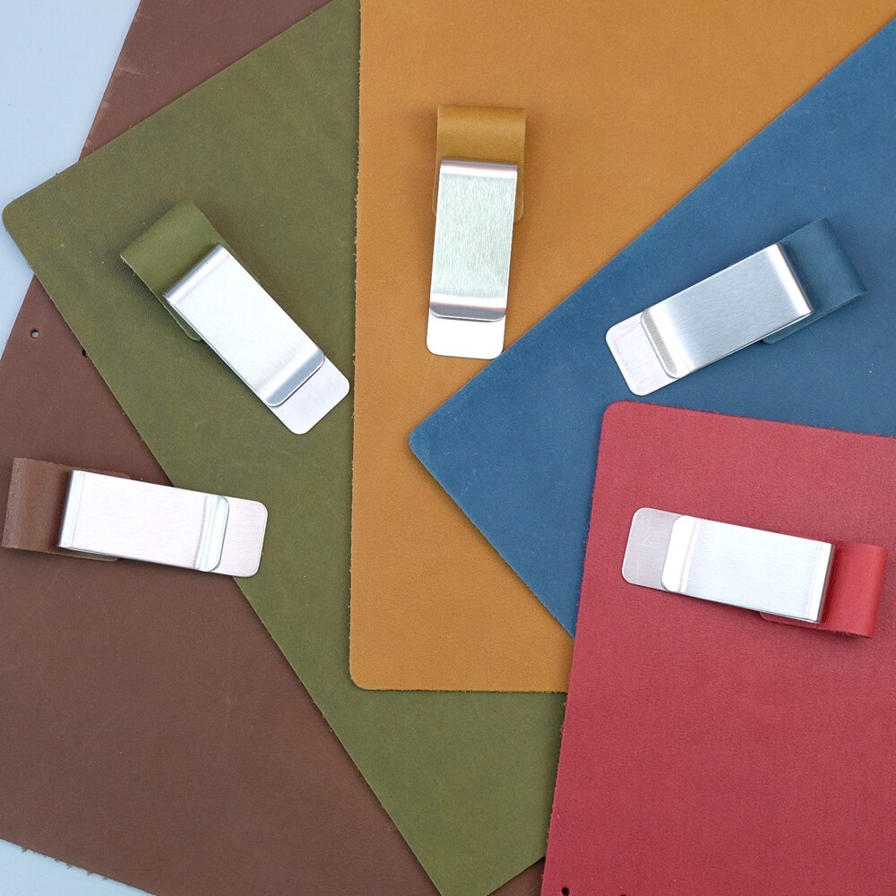 Stainless Steel & Leather Pen Clip Metal Pen clip Crazy horse/Wax leather series Accessories of Traveler's Notebook