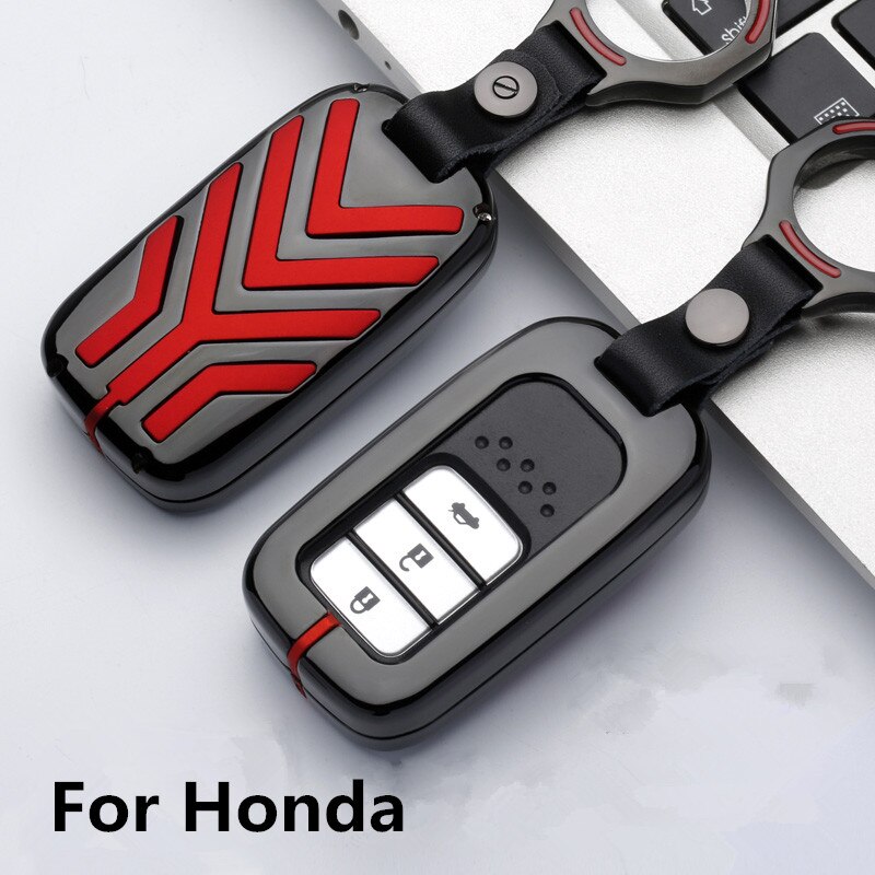 Sleutelhoesje van zinklegering voor honda civic vfc accord 2003-2007 cr- v freed pilot-stijl autosleutelhanger