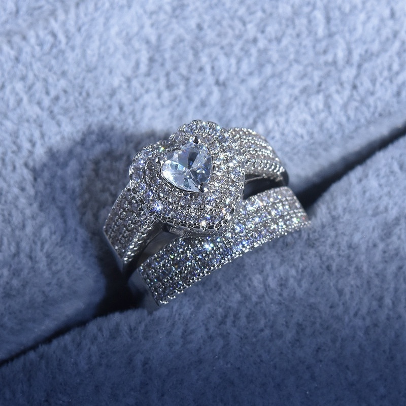 Mode-sieraden Engagement Ringen Voor Vrouwen Sieraden Voor Vrouwen Hartvormige Sieraden Paar Engagement Wedding: 9