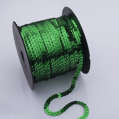 6mm lâche rond plat Sequin sur garniture couture Paillettes Paillettes ruban cordes pour vêtement accessoire bricolage artisanat Art décoration 5 yard: Green