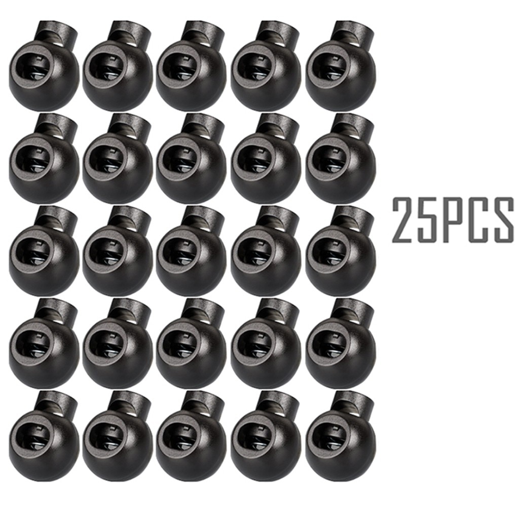 Rope Cord Locks 25pcs Clip Ends Round Ball Shape Luggage Lanyard Stopper Sliding Plastic Sewing Garden Home Cord Locks
