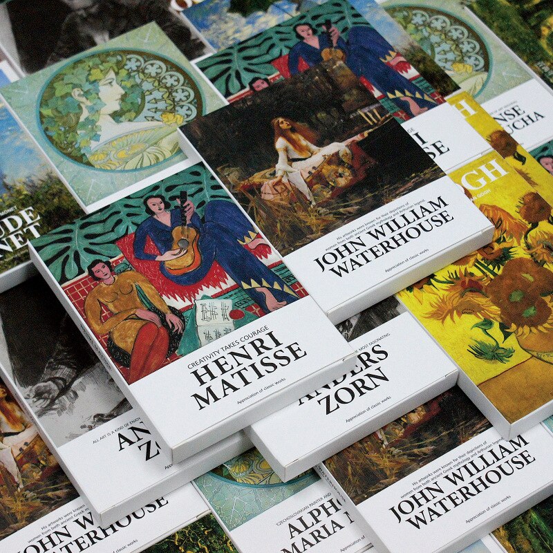 Lot de 30 cartes postales anglaises de la série du musée d'art, enveloppes de artistes célèbres, œuvres d'art, travaux de Monet, Picasso, Van Gogh