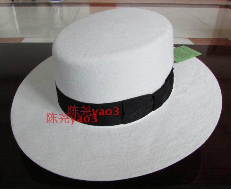 Klassiska män röd 100%  ullfilt fedorahatt vinter kvinnor tomma fedorahattar höst herr brun ylle trilby kepsar bred brätte b -8128: Vit / 56cm
