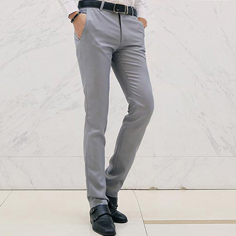 Dress bukser menn dress bukser herre business bukser mann mann rett bukser solid passform smart klassiske bukser