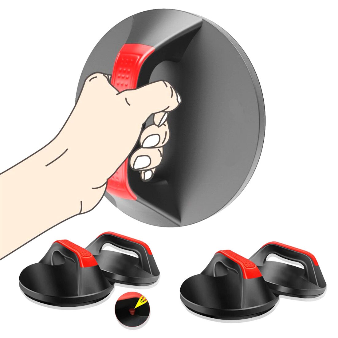 1 Paar Push-Up Stands Ronde 360 Graden Draaibare Push-Ups Fitness Apparatuur Rode En Zwarte Body Building