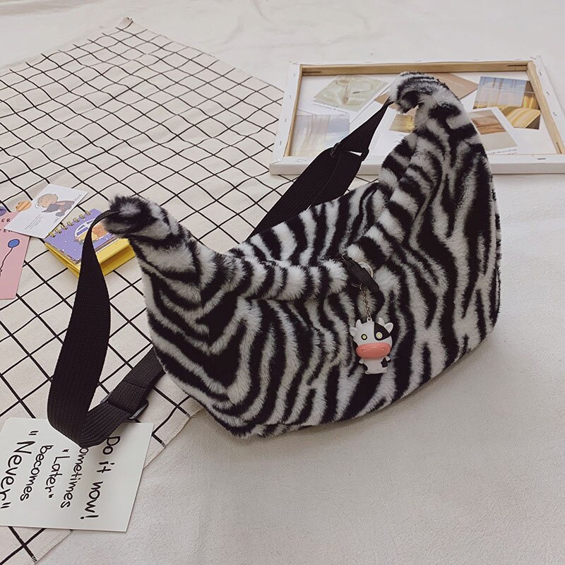 2020 nova moda feminina bolsa de ombro crossbody feminina zebra padrão sem pingente saco do mensageiro listrado ins bolinho