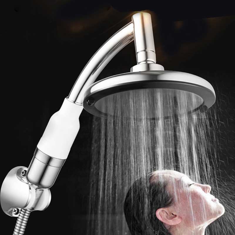 Shower Head Filter Water Hand Shower Bathroom Shower Head Set Rain 6 inch Top Spray Water Heater Pressurized Negative Ion Nozzle