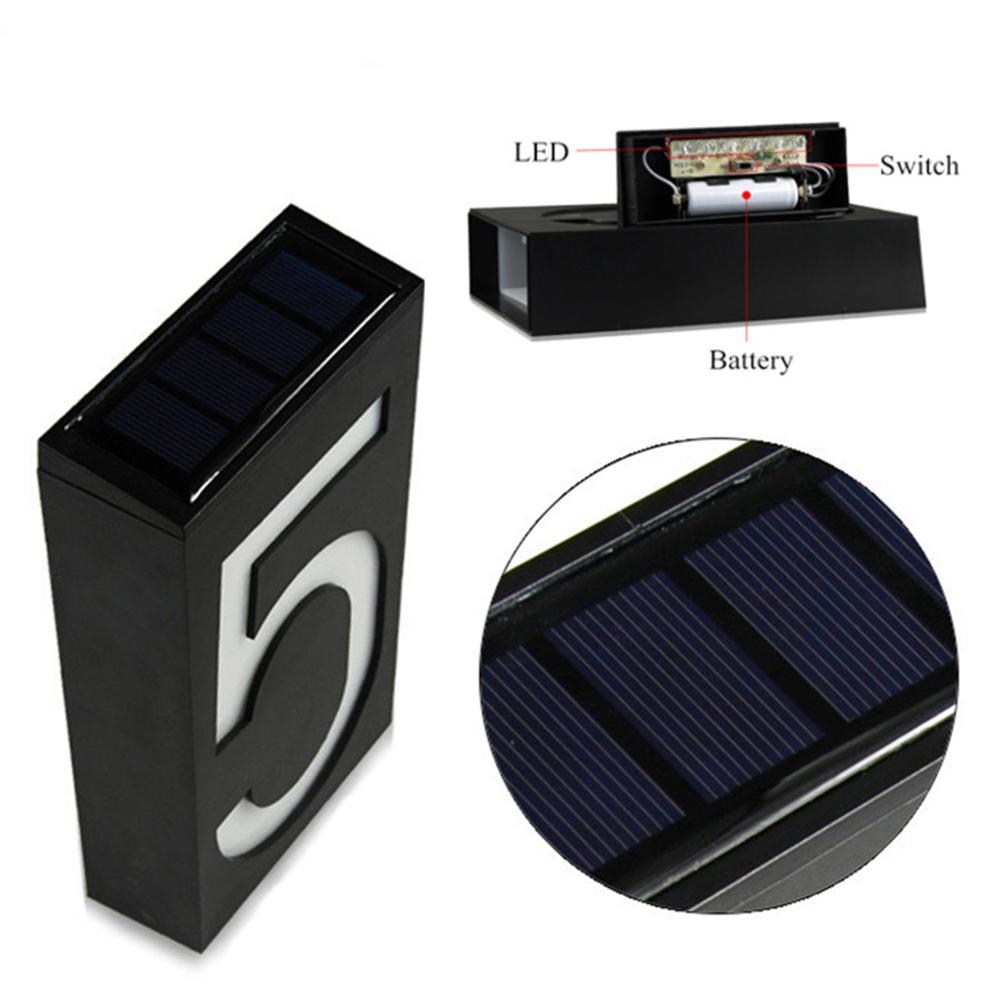 Husnummer dørskilt digitalt solcellelys led adresseskilte dørnummercifre vægmonteret nummer hjem med batteri