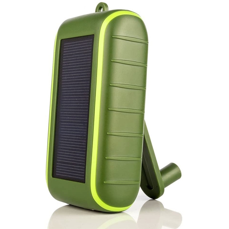 Multifunctional Solar Power Bank 6000 MAh Hand Crank Powered Double USB Outdoors Solar Charger with LED Flashlight