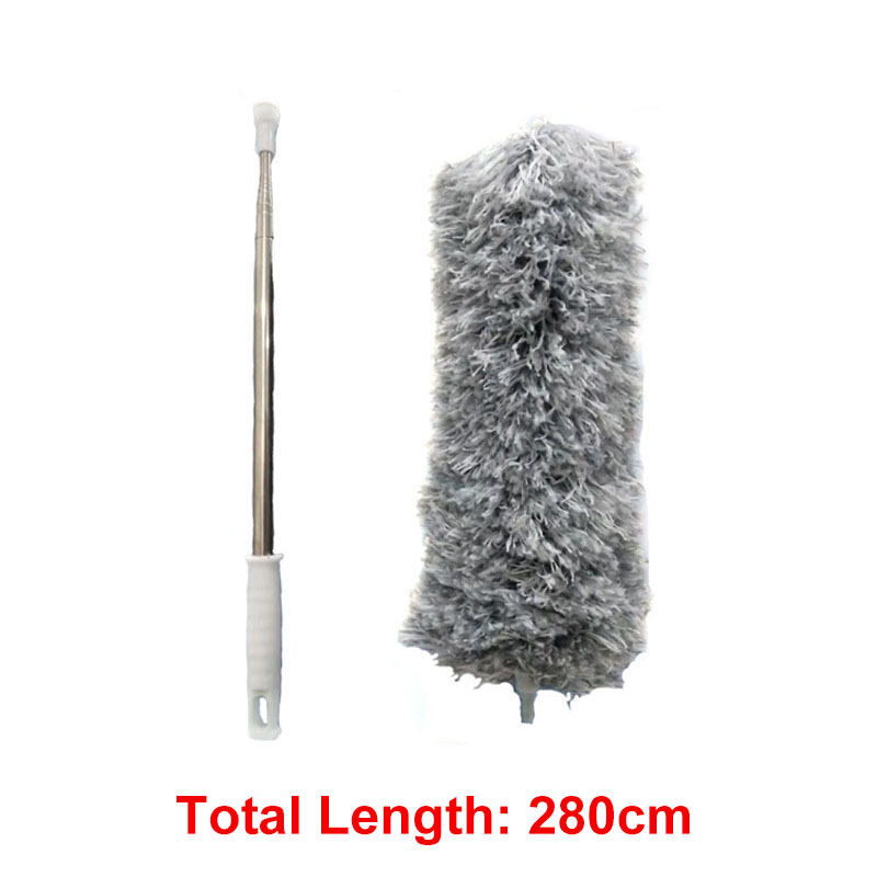 280cm Adjustable Telescopic Bending Duster Brush Extendable Hand Dust Cleaner Car Furniture Gap Cleaning Brush Dust Removal Tool: Gray (280cm)