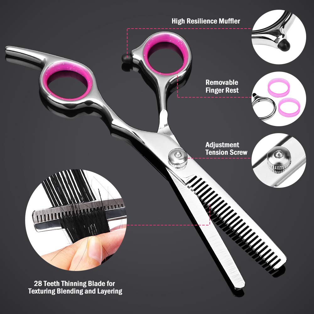 YBLNTEK 9 PCS Hairdressing Scissors Hair Scissors Kit Hair Cutting Scissors Tail Comb Hair Cape Hair Cutter Comb