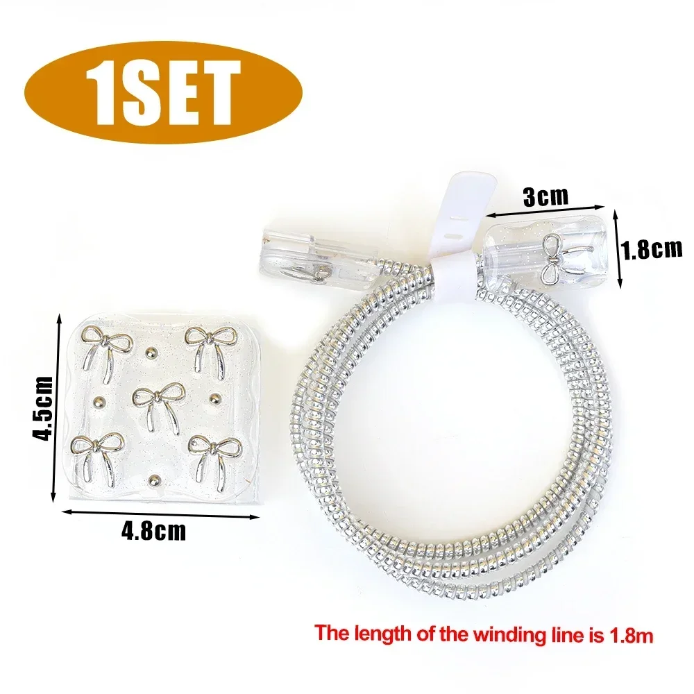 Voor iphone-opladers ipad-stekkeradapter 18w 20w transparante schattige tpu-opladerhoes met strikje, kabeloproller en beschermset: Beige