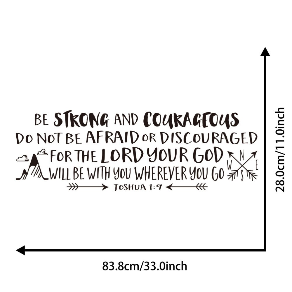 1PC Vinyl Peel and Stick Bible Verse Removable Non-toxic DIY Joshua 1:9 Bible Scripture Wall Stickers Wall Decals Wallpaper