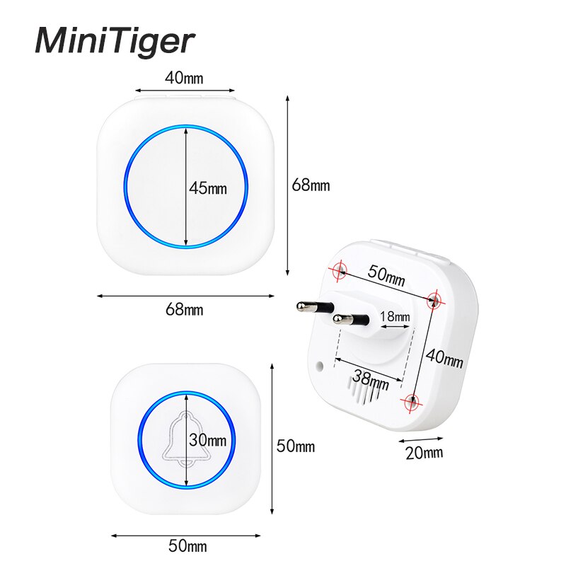 Minitiger Wireless Doorbell Welcome bell Intelligent Home Door bell Alarm Smart Doorbell doorbell ring Waterproof Button
