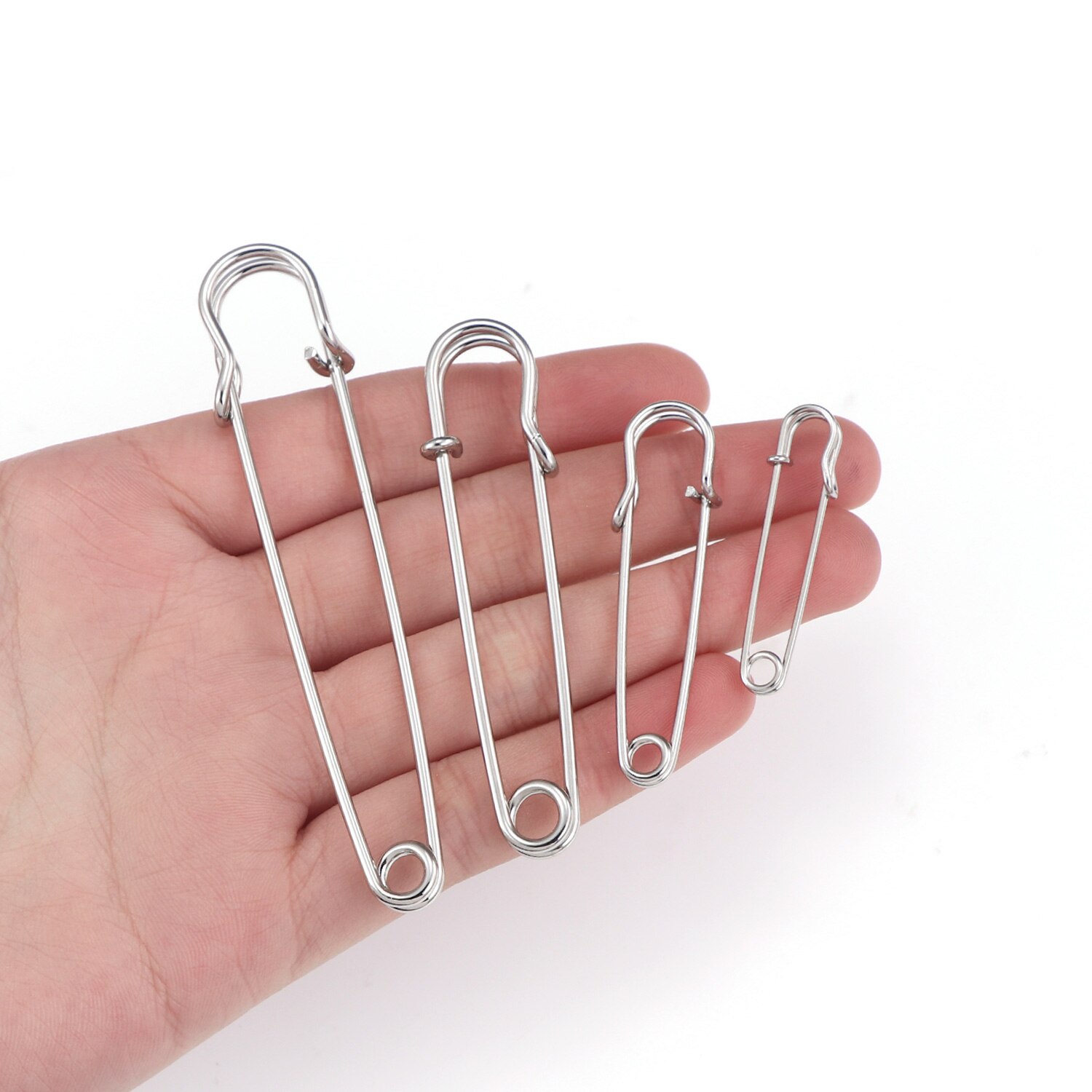 20 unids/lote, alfileres de seguridad de Metal grandes, longitud 50mm, alfileres de broche, sujetadores de bloqueo de resorte, herramientas de costura DIY, accesorios de ropa