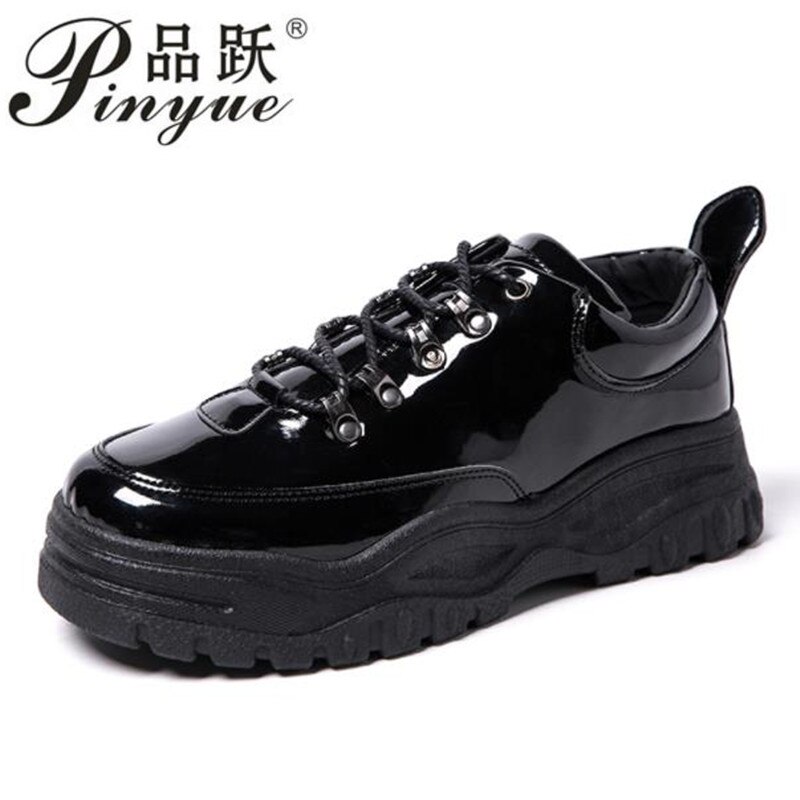 Herre sneakers platform forår sko til mænd chunky sneakers sort åndbar behagelig: 9.5