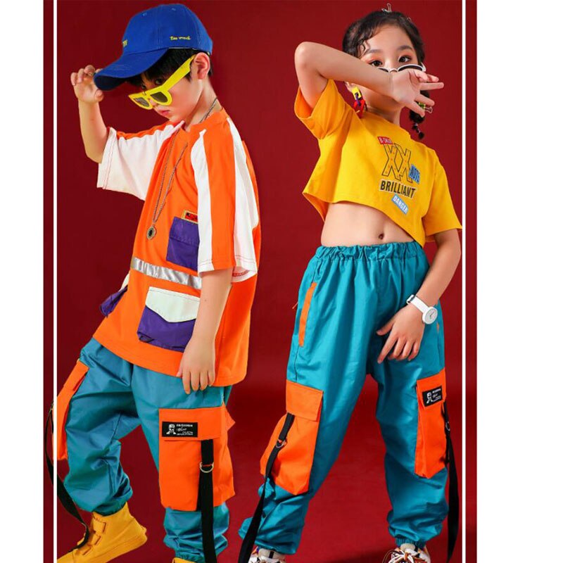 Dla dzieci Hip Hop odzież dla dziewcząt chłopców Crop Tank Tops Jogger długie spodnie taniec jazzowy nosić kostium tańca towarzyskiego ubrania