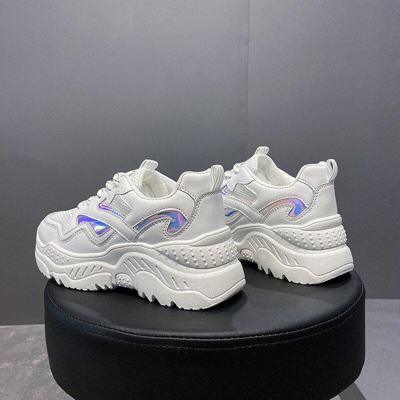 Fujin chunky sko walking til kvinder sneakers sko platform hvid snørebånd åndbare komfortable sko sveder ikke