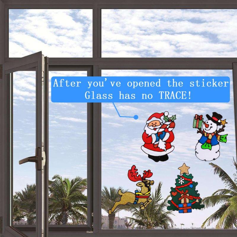 Pegatinas de cristal de silicona de Navidad para Año , pegatina decorativa de Navidad para puerta de cristal y ventana grande, herramienta de decoración de ambiente para Navidad