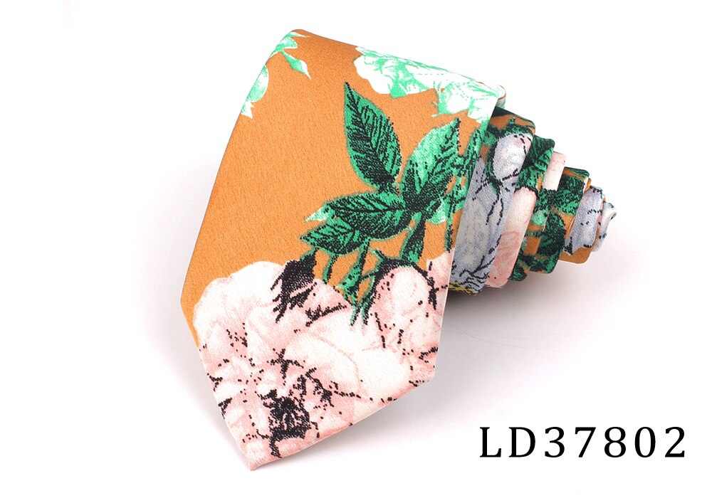 Nowe kwiatowe krawaty dla mężczyzn drukowane szyfonowe krawaty męskie krawaty wiosna lato Slim krawat moda cienki krawat na wesele: LD37802