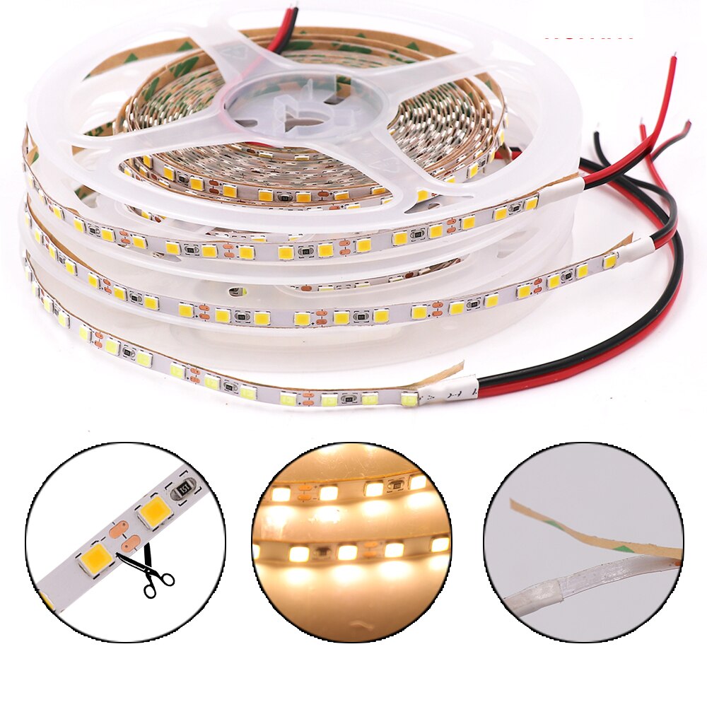 Tira de luces LED de 12V 2835 SMD 4mm superbrillante 120LED/m 5M 600 píxeles cinta de luces LED flexibles blanco Natural/blanco cálido/blanco frío