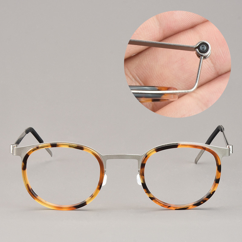 Danemark lunettes ultralégères cadre hommes femmes rétro rond sans vis lunettes titane acétate Oculos classique 9704