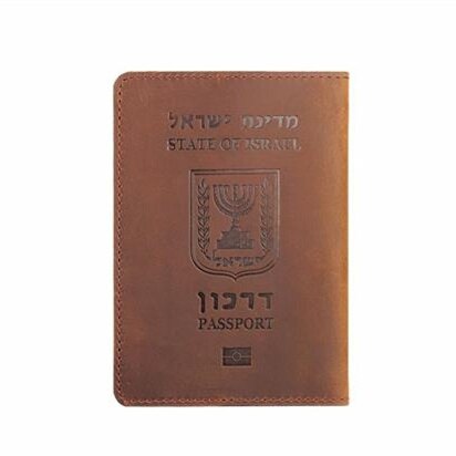 Lederen Israëlische Paspoort Cover Hebreeuws Paspoort Menorah Case Unisex Reizen Portemonnee: Bourgondië