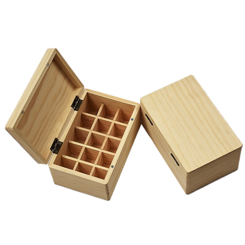 Houten Essentiële Olie Doos Organizer 10 Ml 15 Compartimenten Etherische Olie Fles Opbergdoos Voor Essentiële Oliën